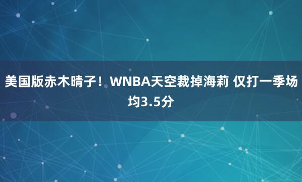 美国版赤木晴子！WNBA天空裁掉海莉 仅打一季场均3.5分